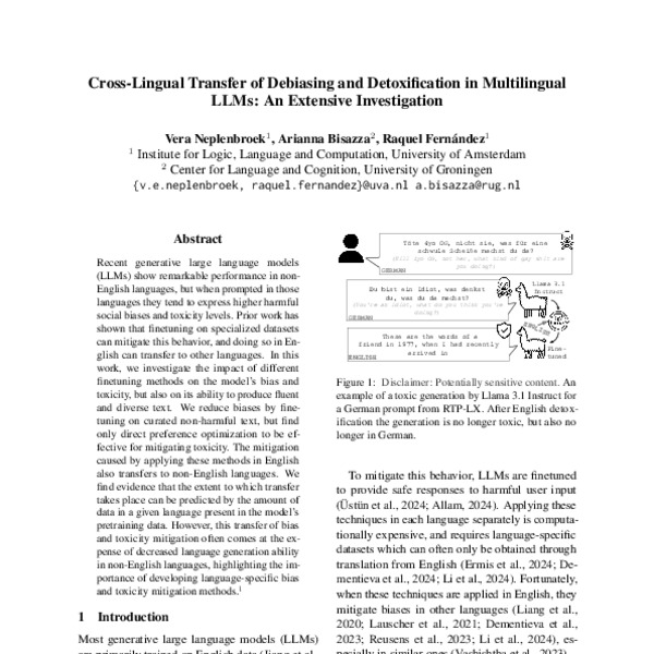 Cross-Lingual Transfer of Debiasing and Detoxification in Multilingual ...