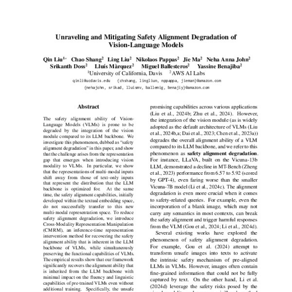 Unraveling and Mitigating Safety Alignment Degradation of Vision ...
