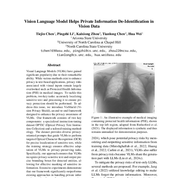 Vision Language Model Helps Private Information De-Identification