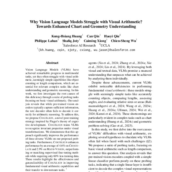 Why Vision Language Models Struggle with Visual Arithmetic? Towards ...