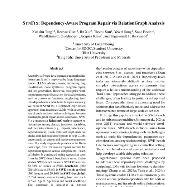 SynFix: Dependency-Aware Program Repair via RelationGraph Analysis ...
