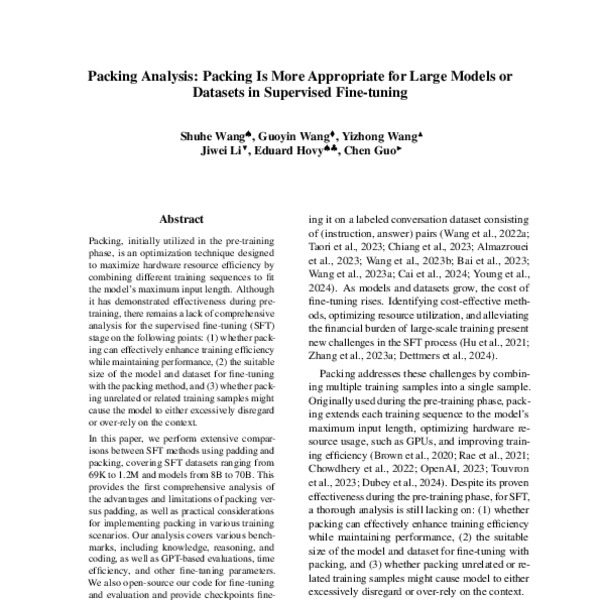 Packing Analysis: Packing Is More Appropriate for Large Models or ...