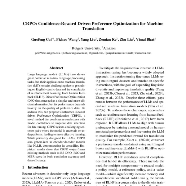 CRPO: Confidence-Reward Driven Preference Optimization for Machine ...