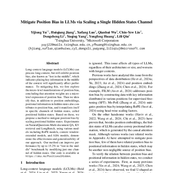 Mitigate Position Bias in LLMs via Scaling a Single Hidden States ...