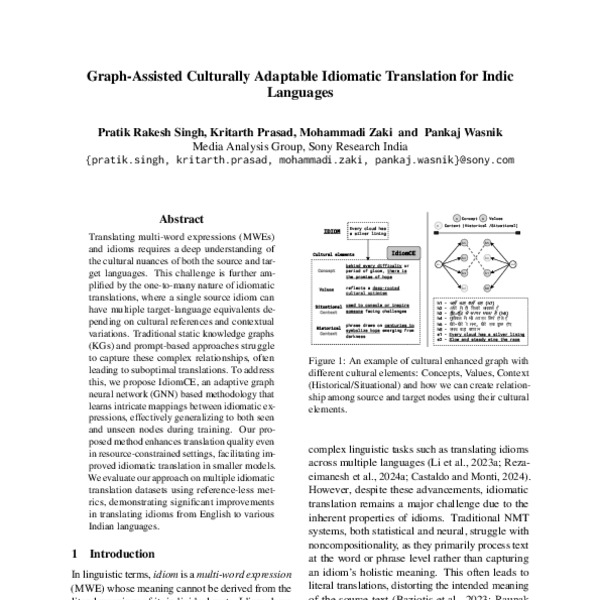 Graph-Assisted Culturally Adaptable Idiomatic Translation for Indic ...