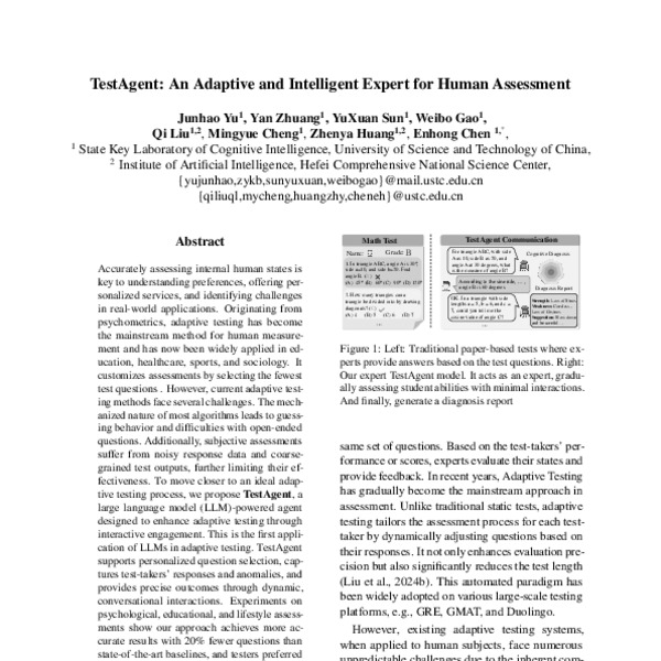 TestAgent: An Adaptive and Intelligent Expert for Human Assessment ...