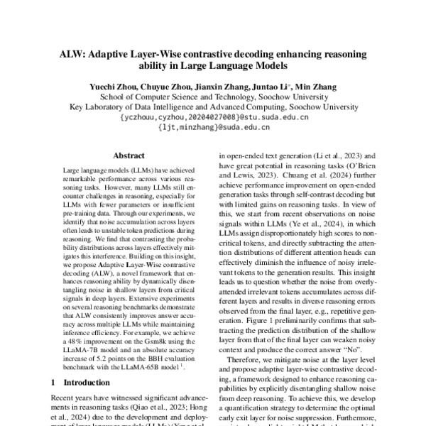 ALW: Adaptive Layer-Wise contrastive decoding enhancing reasoning ...