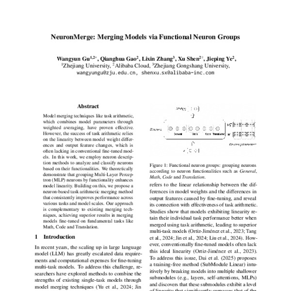 NeuronMerge: Merging Models via Functional Neuron Groups - ACL Anthology