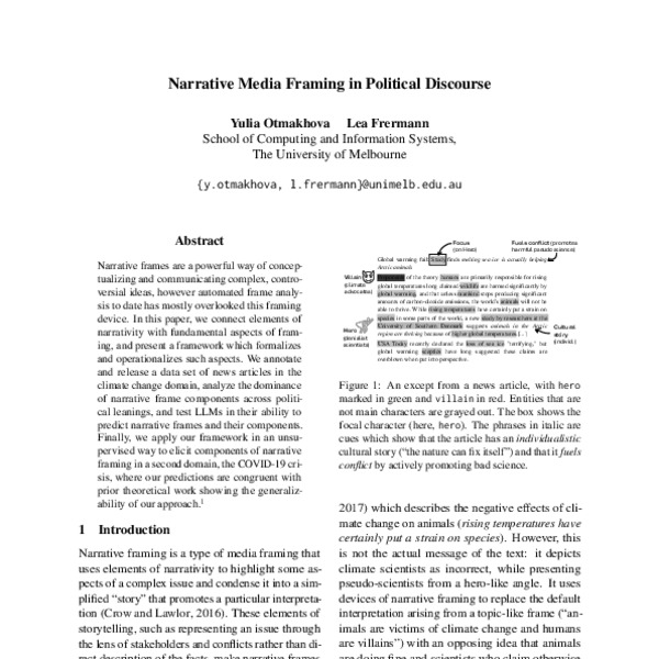 Narrative Media Framing in Political Discourse - ACL Anthology