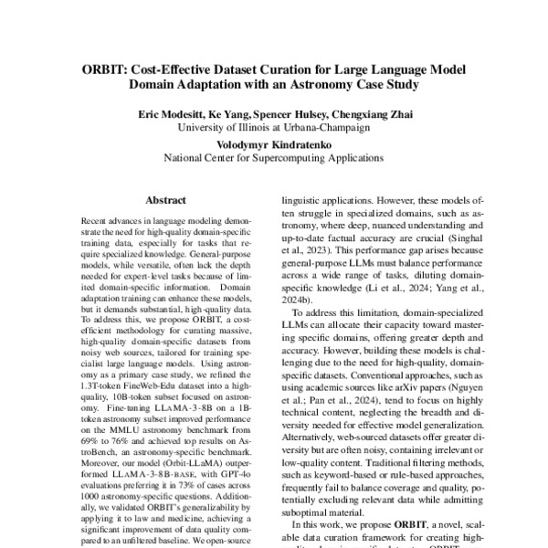 ORBIT: Cost-Effective Dataset Curation for Large Language Model Domain ...