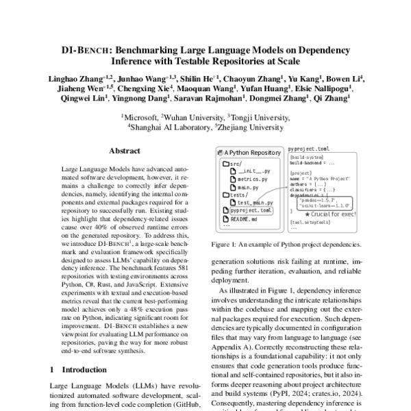 DI-BENCH: Benchmarking Large Language Models on Dependency Inference ...