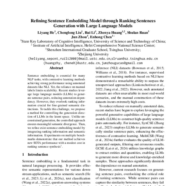 Refining Sentence Embedding Model through Ranking Sentences Generation ...