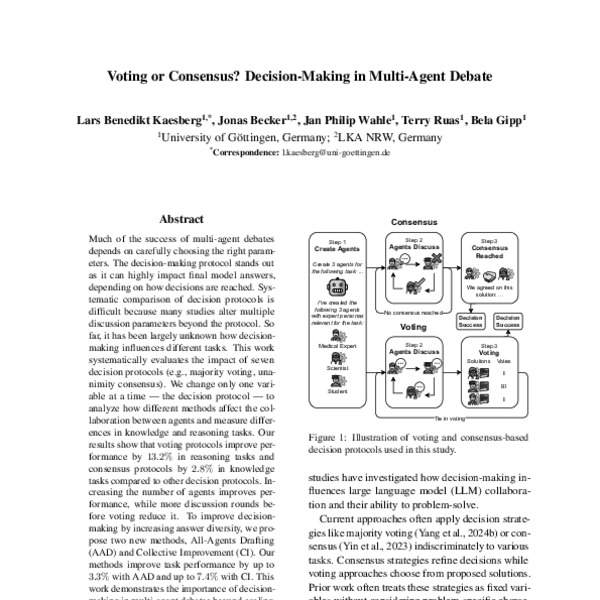Voting or Consensus? Decision-Making in Multi-Agent Debate - ACL Anthology