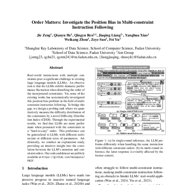 Order Matters: Investigate the Position Bias in Multi-constraint ...