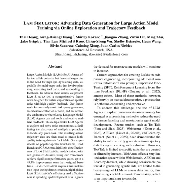 LAM SIMULATOR: Advancing Data Generation for Large Action Model ...