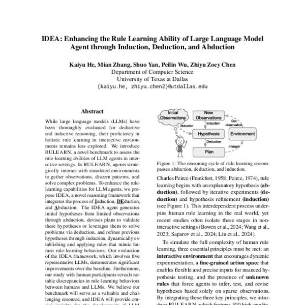 IDEA: Enhancing the Rule Learning Ability of Large Language Model Agent ...