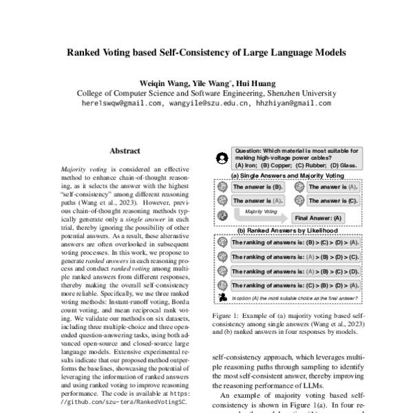 Ranked Voting based Self-Consistency of Large Language Models - ACL ...