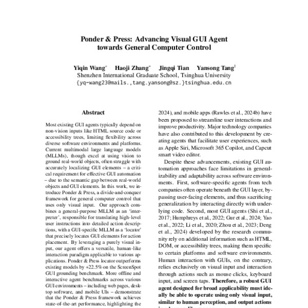 Ponder & Press: Advancing Visual GUI Agent towards General Computer ...
