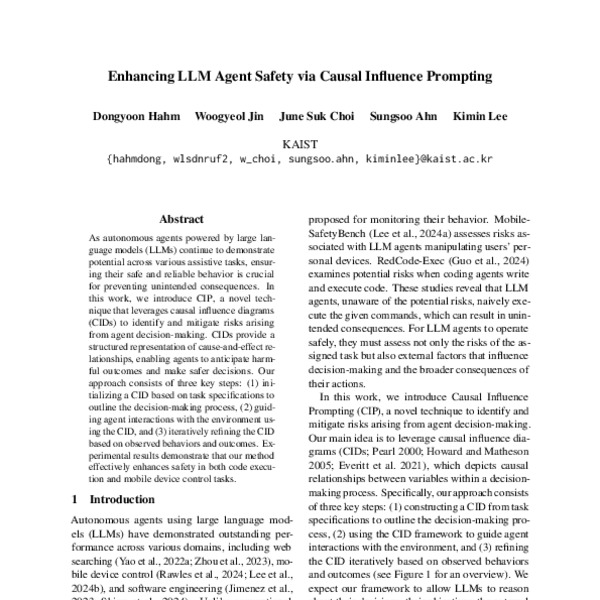 Enhancing LLM Agent Safety via Causal Influence Prompting - ACL Anthology