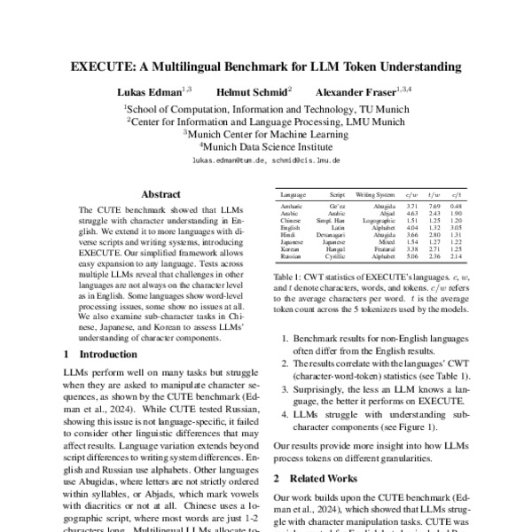 EXECUTE: A Multilingual Benchmark for LLM Token Understanding - ACL ...