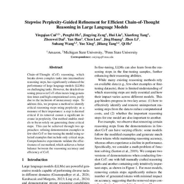 Stepwise Perplexity-Guided Refinement for Efficient Chain-of-Thought ...