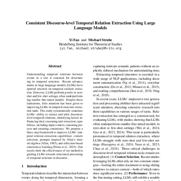 Consistent Discourse-level Temporal Relation Extraction Using Large ...