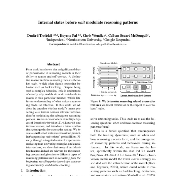 Internal states before wait modulate reasoning patterns - ACL Anthology