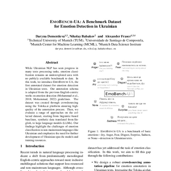 EmoBench-UA: A Benchmark Dataset for Emotion Detection in Ukrainian ...