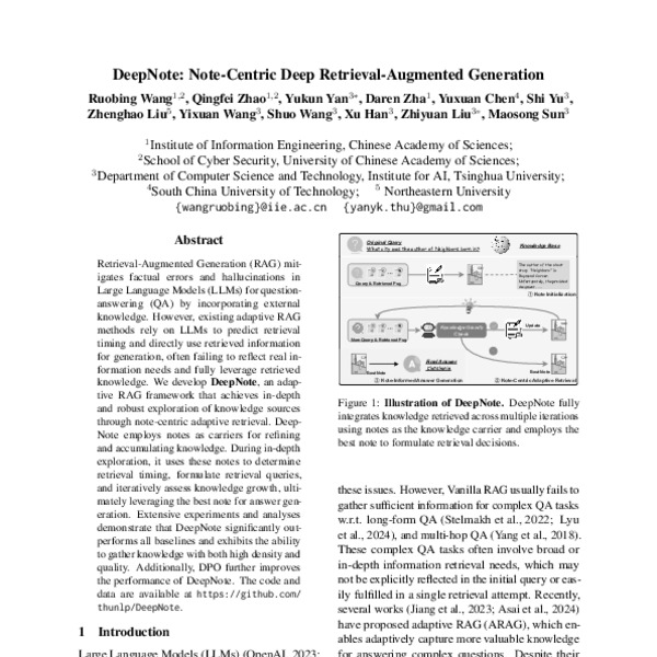DeepNote: Note-Centric Deep Retrieval-Augmented Generation - ACL Anthology