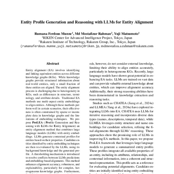 Entity Profile Generation and Reasoning with LLMs for Entity Alignment ...