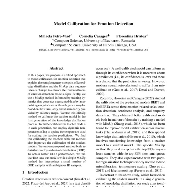 Model Calibration for Emotion Detection - ACL Anthology