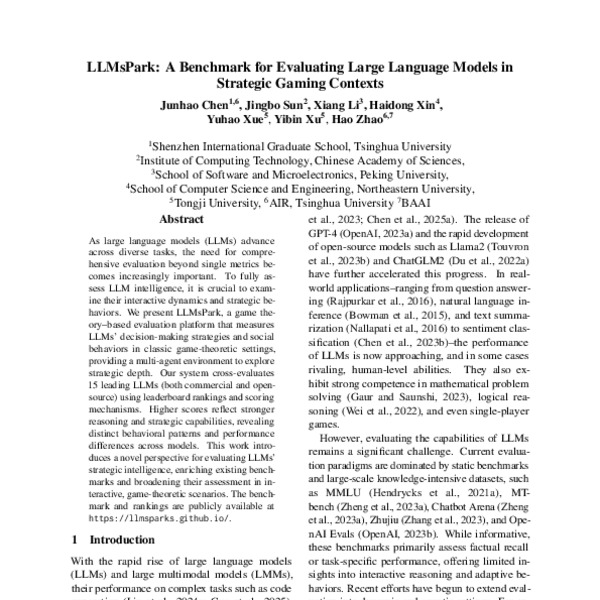 LLMsPark: A Benchmark for Evaluating Large Language Models in Strategic ...