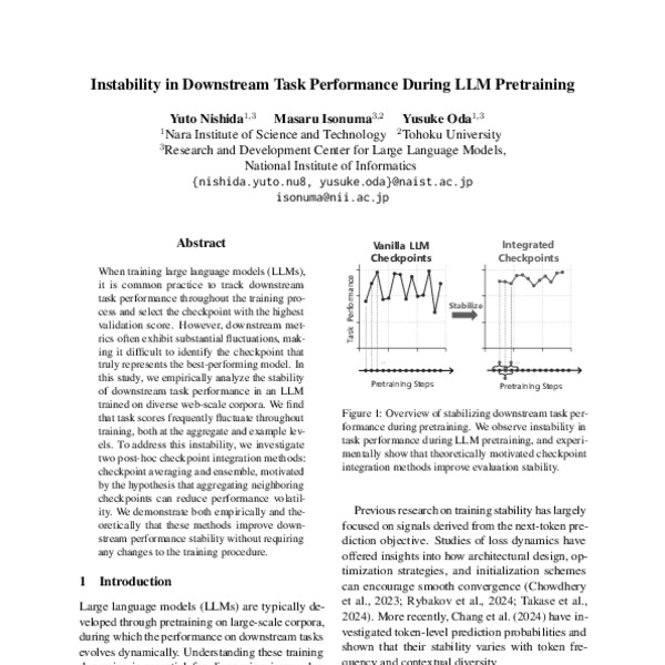 Instability in Downstream Task Performance During LLM Pretraining - ACL ...