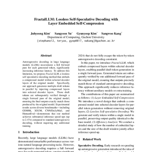 FractalLLM: Lossless Self-Speculative Decoding with Layer Embedded Self ...