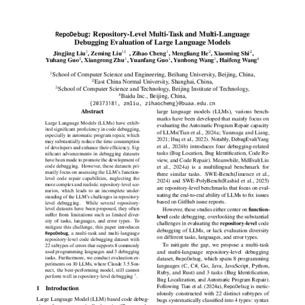 RepoDebug: Repository-Level Multi-Task and Multi-Language Debugging ...