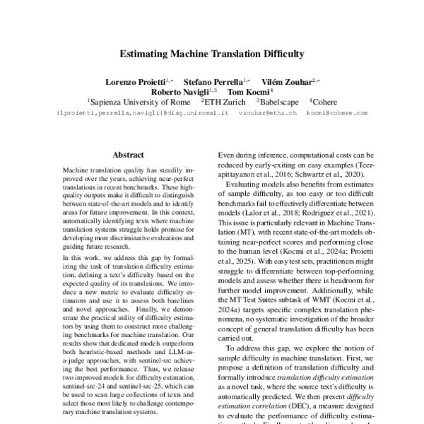 Estimating Machine Translation Difficulty - ACL Anthology