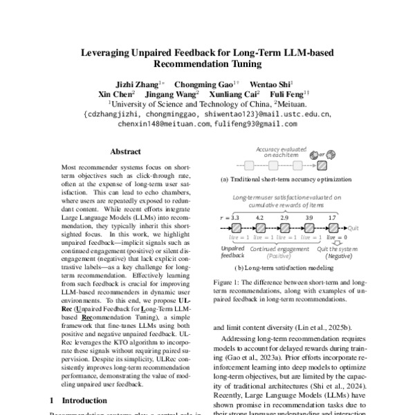 Leveraging Unpaired Feedback for Long-Term LLM-based Recommendation ...