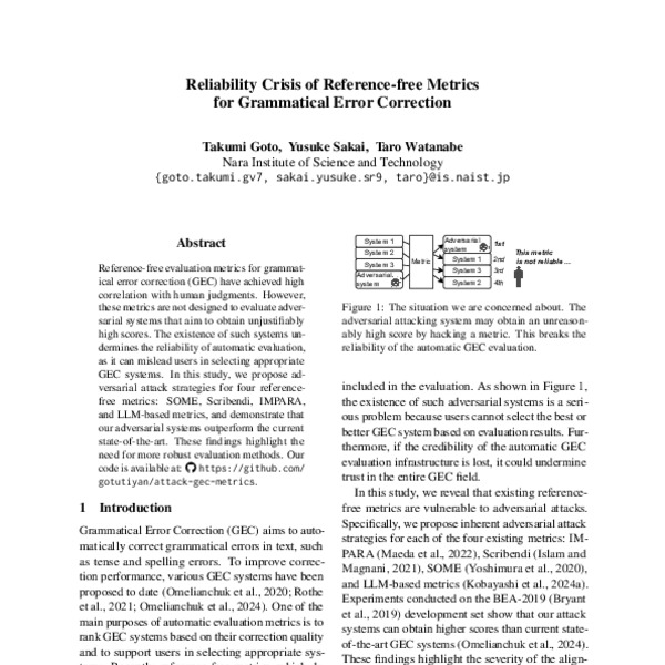 Reliability Crisis of Reference-free Metrics for Grammatical Error ...