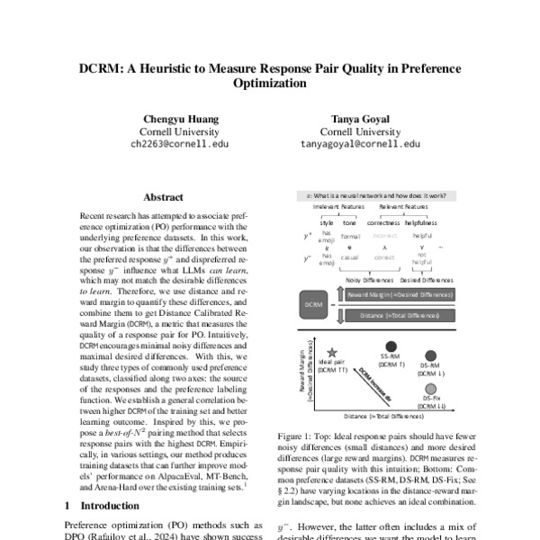 DCRM: A Heuristic to Measure Response Pair Quality in Preference ...