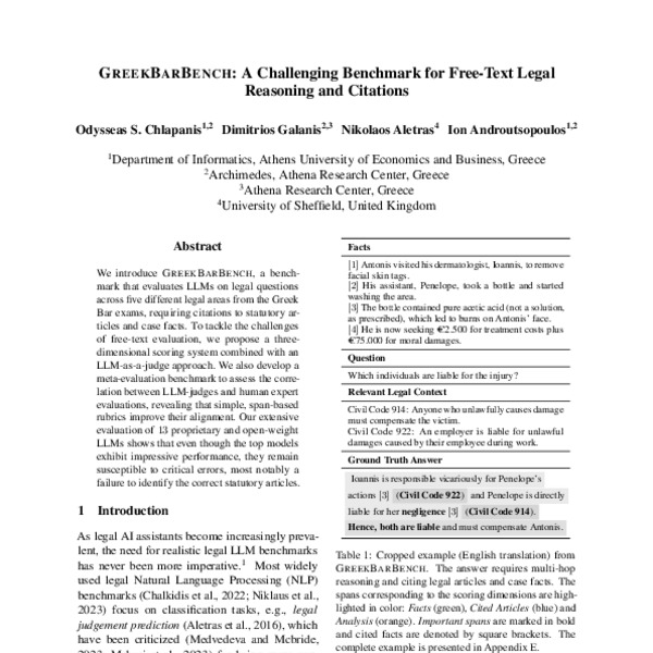 GreekBarBench: A Challenging Benchmark for Free-Text Legal Reasoning ...