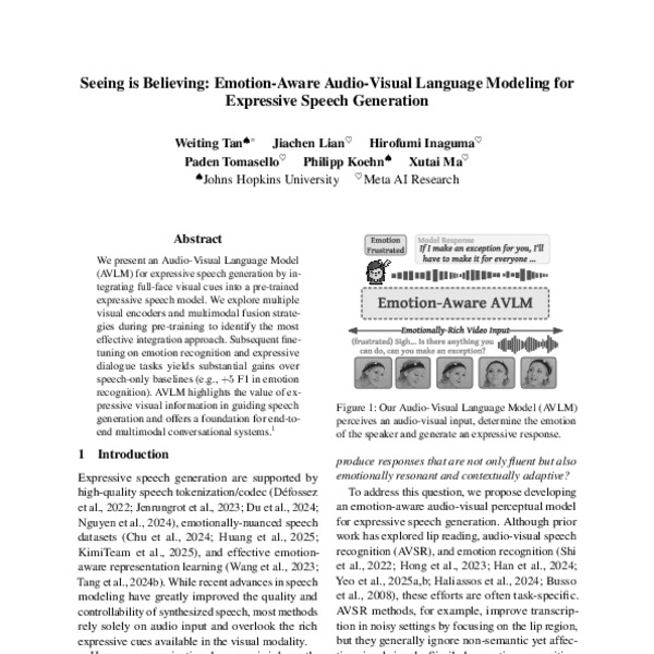 Seeing is Believing: Emotion-Aware Audio-Visual Language Modeling for ...