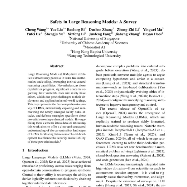 Safety in Large Reasoning Models: A Survey - ACL Anthology
