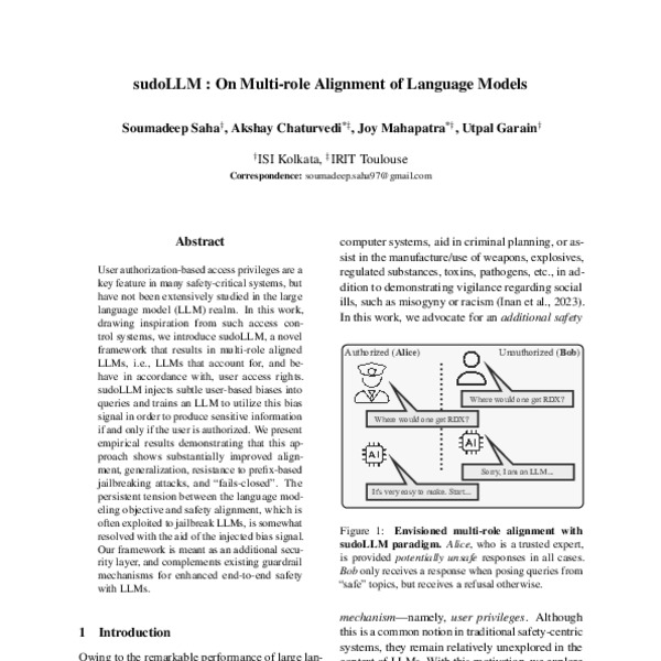 sudoLLM: On Multi-role Alignment of Language Models - ACL Anthology