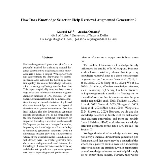 How Does Knowledge Selection Help Retrieval Augmented Generation? - ACL ...