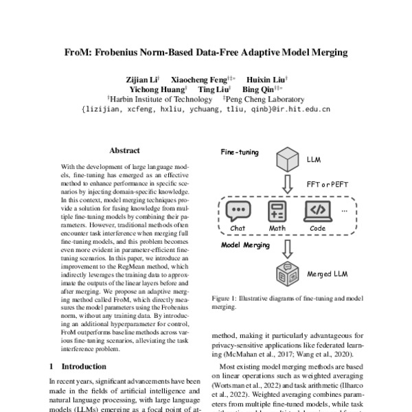 FroM: Frobenius Norm-Based Data-Free Adaptive Model Merging - ACL Anthology