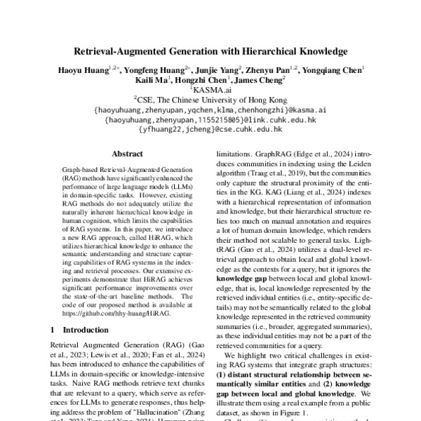 Retrieval-Augmented Generation with Hierarchical Knowledge - ACL Anthology