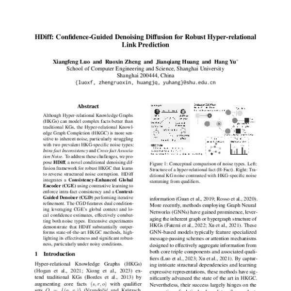HDiff: Confidence-Guided Denoising Diffusion for Robust Hyper ...