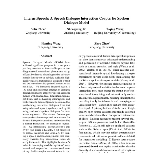 InteractSpeech: A Speech Dialogue Interaction Corpus for Spoken ...