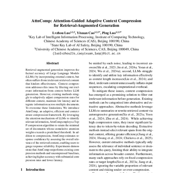 AttnComp: Attention-Guided Adaptive Context Compression for Retrieval ...