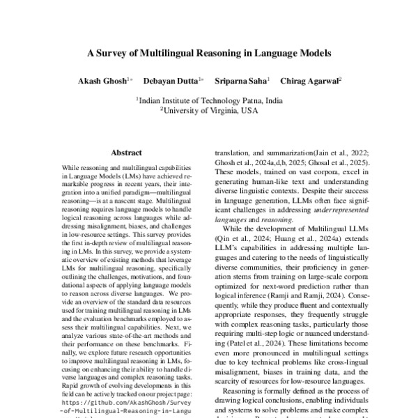 A Survey of Multilingual Reasoning in Language Models - ACL Anthology